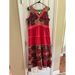 Metropolitan Floral Maxi Dress Size Medium Cotton